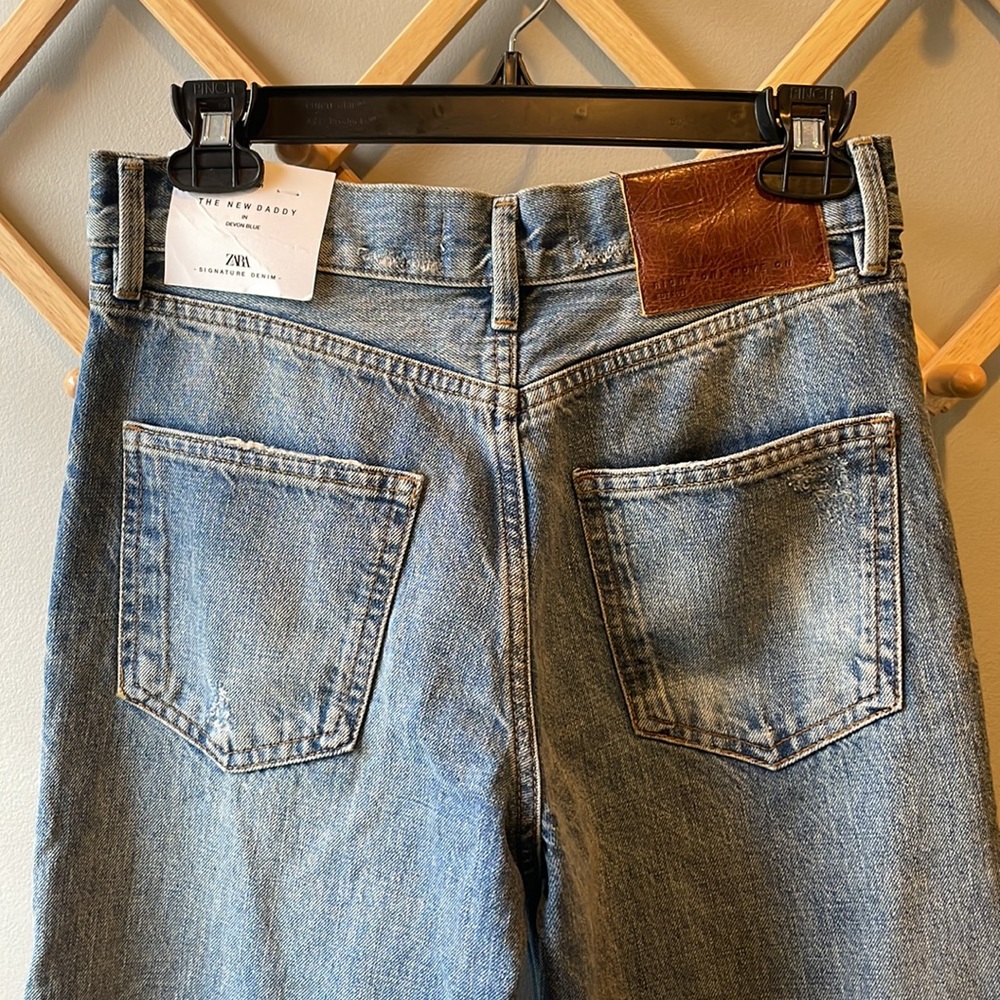 Zara The New Daddy Straight Leg Mid Rise Jeans in Devon Blue - Picture 9 of 11
